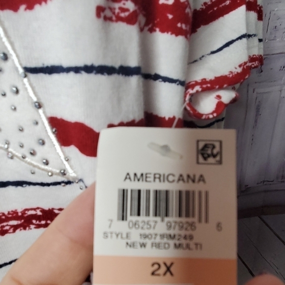 KAREN SCOTT PLUS SIZE‎ 2X AMERICANA TOP 4 JULY BLOU - Picture 6 of 6